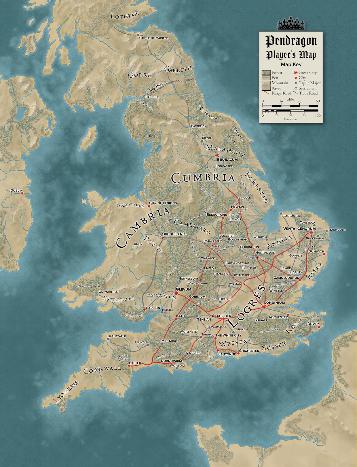 Player map of Britain and Logres, circa 510
